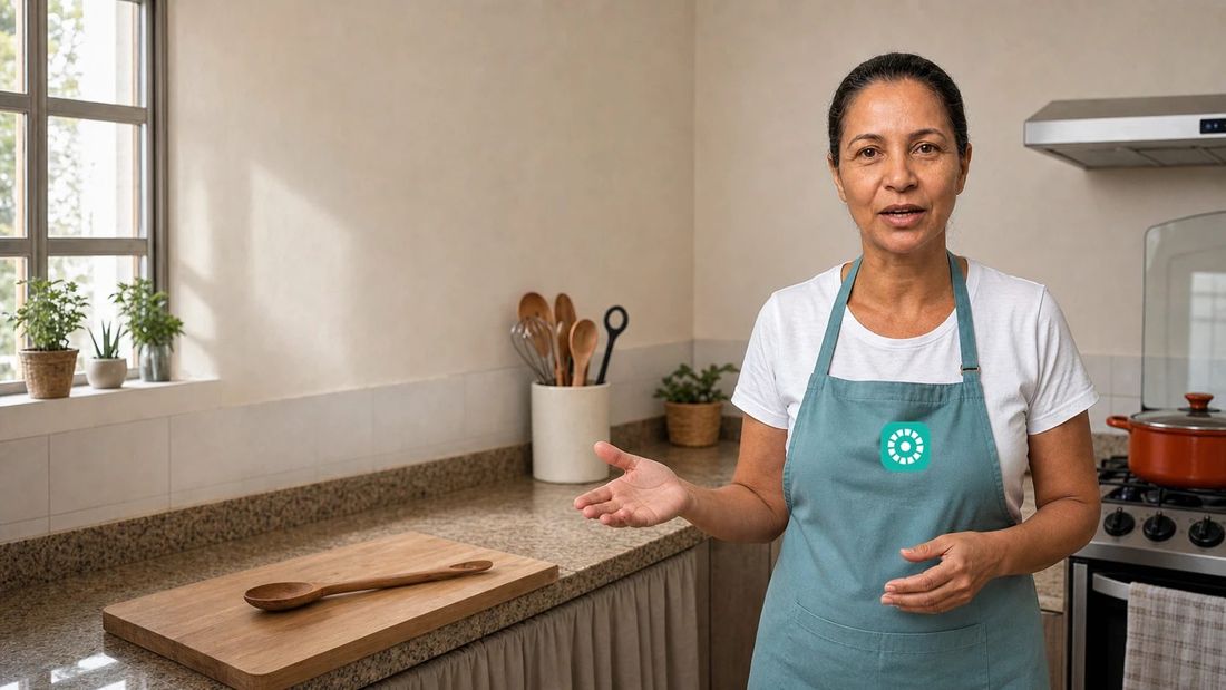 Marlene, a confeiteira-guia do Engrenou, na cozinha